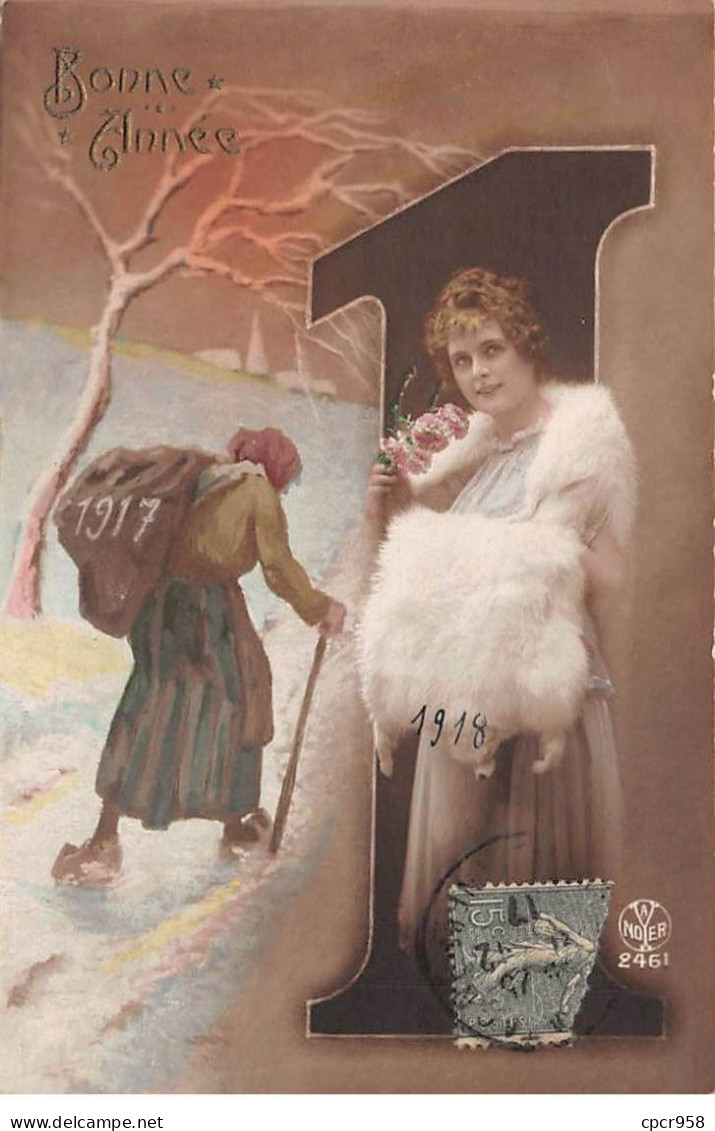 Nouvel An - N°84663 - Bonne Année 1918 - Vieille Femme Marchant Et Jeune Femme - Nouvel An