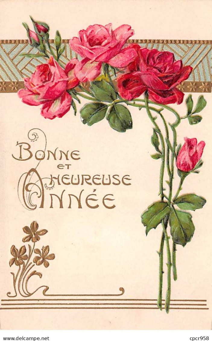 Nouvel An - N°84661 - Bonne Et Heureuse Année - Roses - Carte Gaufrée - New Year