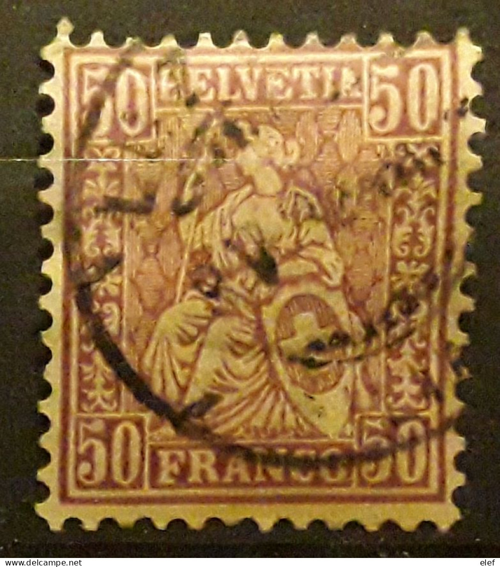 SUISSE 1867 - 1878, Helvetia Assise,  Yvert No 48, 50 C Lilas , Obl LUZERN TB Cote 50 Euros - Gebruikt