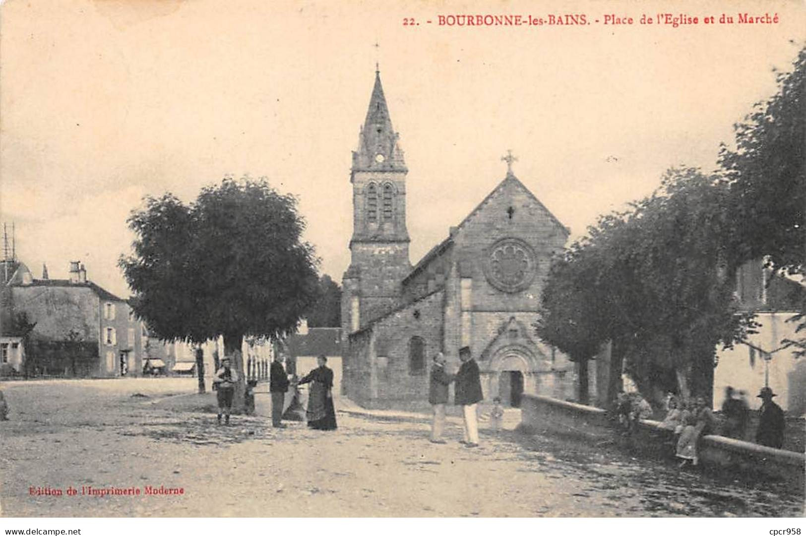 52-AM22272.Bourbonne Les Bains.N°22.Place De L'église Et Du Marché - Bourbonne Les Bains