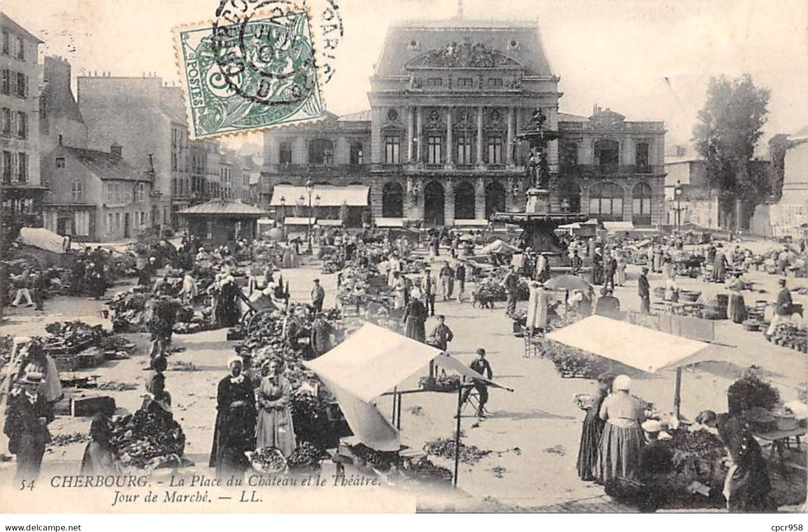 50-AM22154.Cherbourg.N°54.Place Du Château Et Théâtre.Jour De Marché.Agriculture - Cherbourg