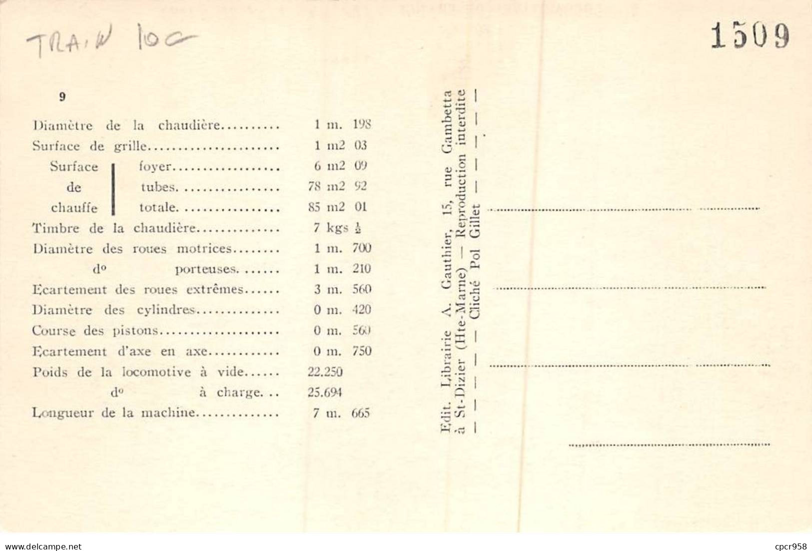 Chemins De Fer - N°86014 - Locomotives De France 9 - Machine N°99 Vesta ... Construite Par Les Etablissements Schneider - Treinen