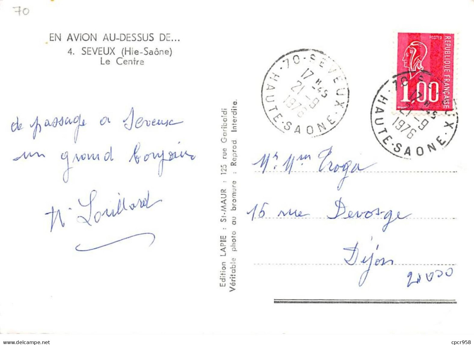 70 - SAN61123 - SEVEUX - Le Centre - Lapie 4 - CPSM 10x15 Cm - Other & Unclassified