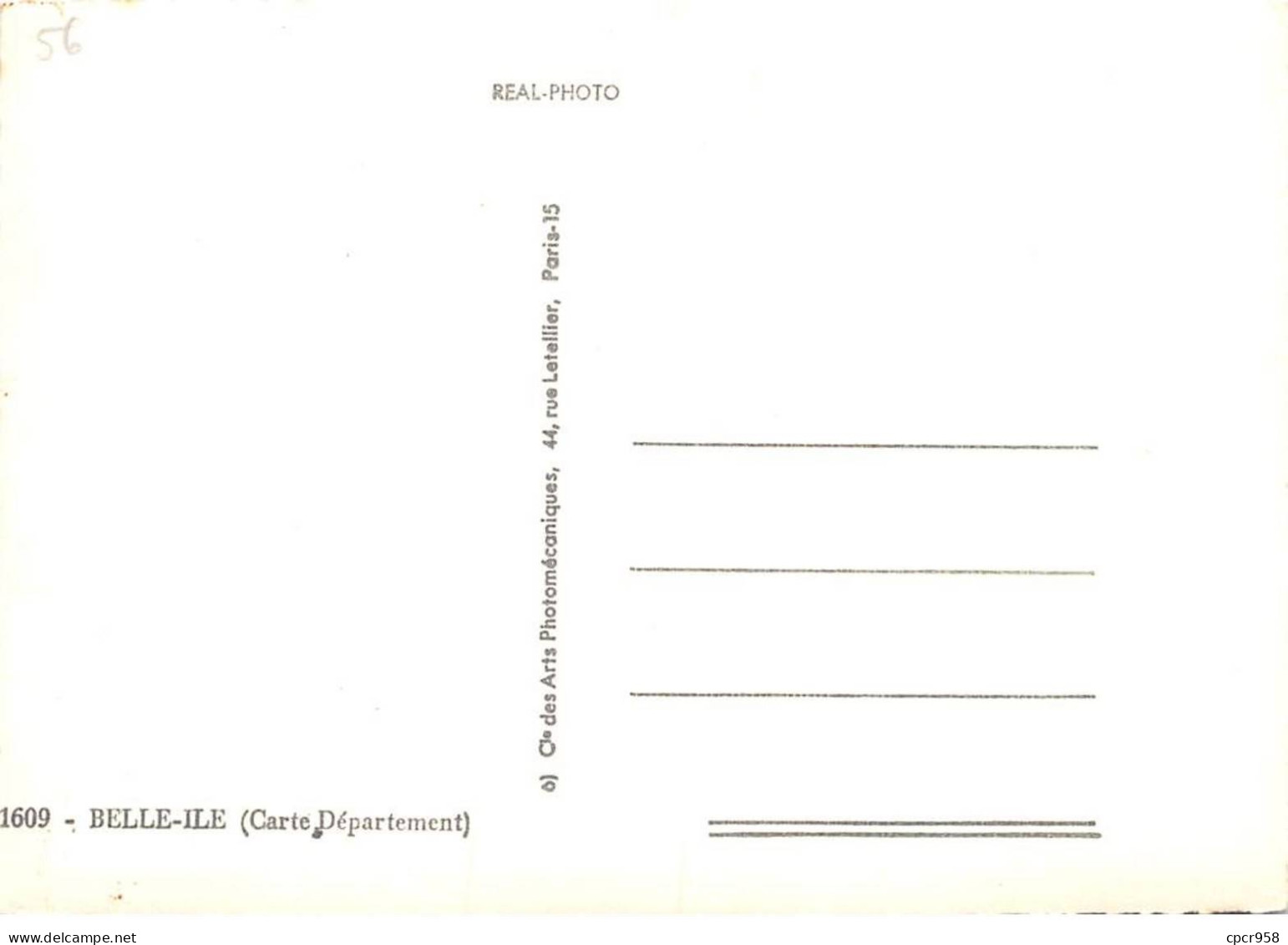 56 - SAN61701 - BELLE ILE - Carte Département - Cie Des Arts Photomécaniques - CPSM 10x15 Cm - Other & Unclassified