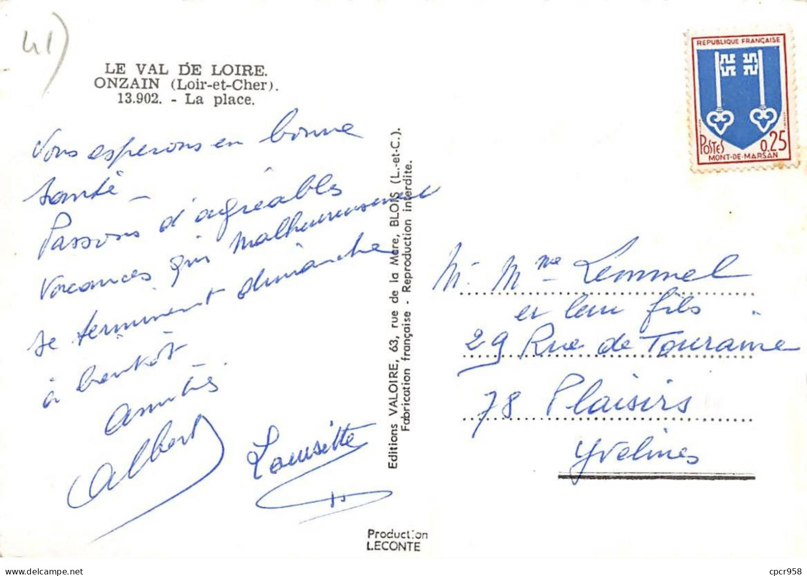 41 - SAN61572 - ONZAIN - La Place - Valoire - CPSM 10x15 Cm - Autres & Non Classés