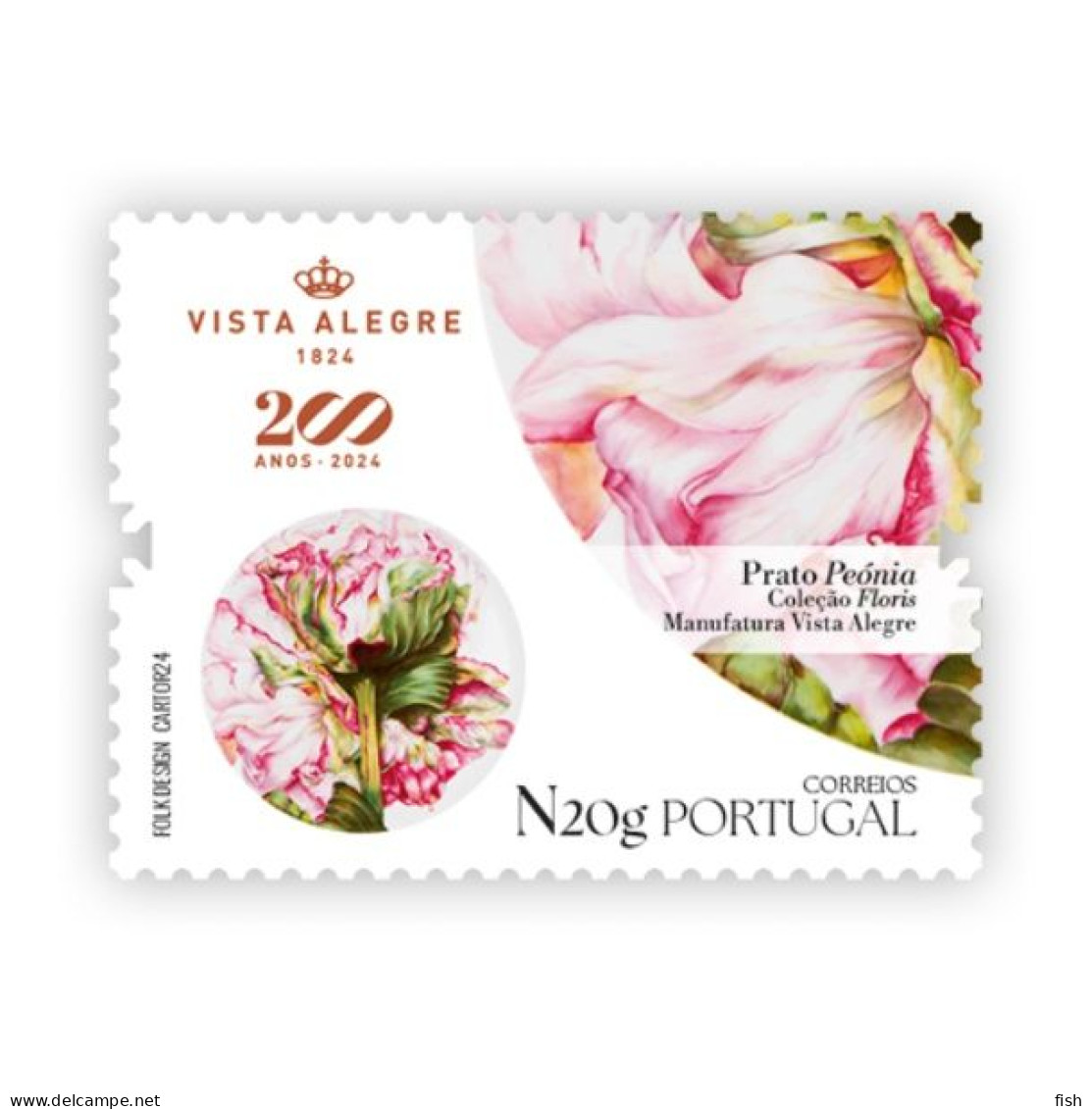 Portugal ** & 200 Years Of Vista Alegre, Peony Plate, Flores Collection, Manufatura Vista Alegre 1824-2024 (71999) - Fabbriche E Imprese