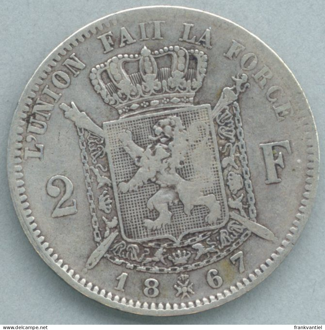 Belgium KM-30 2 Francs 1867 - 2 Francs