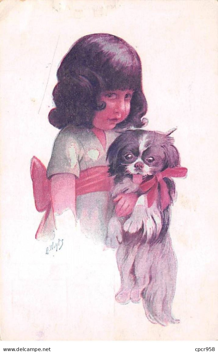 Illustrateur - N°86305 - A. Wuyts - Fillette Portant Un Chien Avec Un Ruban Rouge - Wuyts