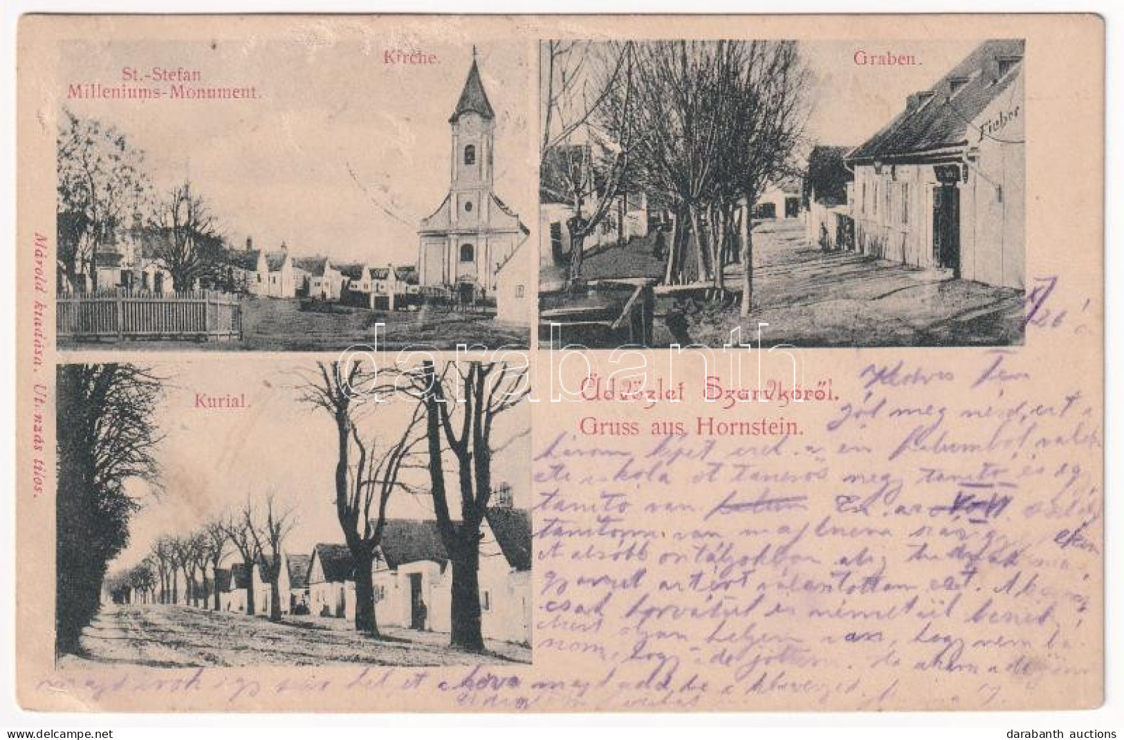 T3 1911 Szarvkő, Hornstein; St. Stefan Milleniums-Monument, Kriche, Graben, Kurial / Szent István Millenniumi Emlékmű, T - Unclassified