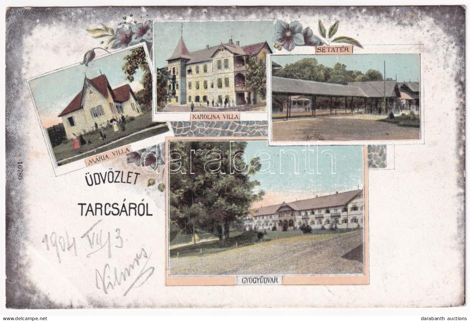 T2 1904 Tarcsa, Tarcsafürdő, Bad Tatzmannsdorf; Mária Villa, Karolina Villa, Sétatér, Gyógyudvar / Villas, Promenade, Sp - Sin Clasificación