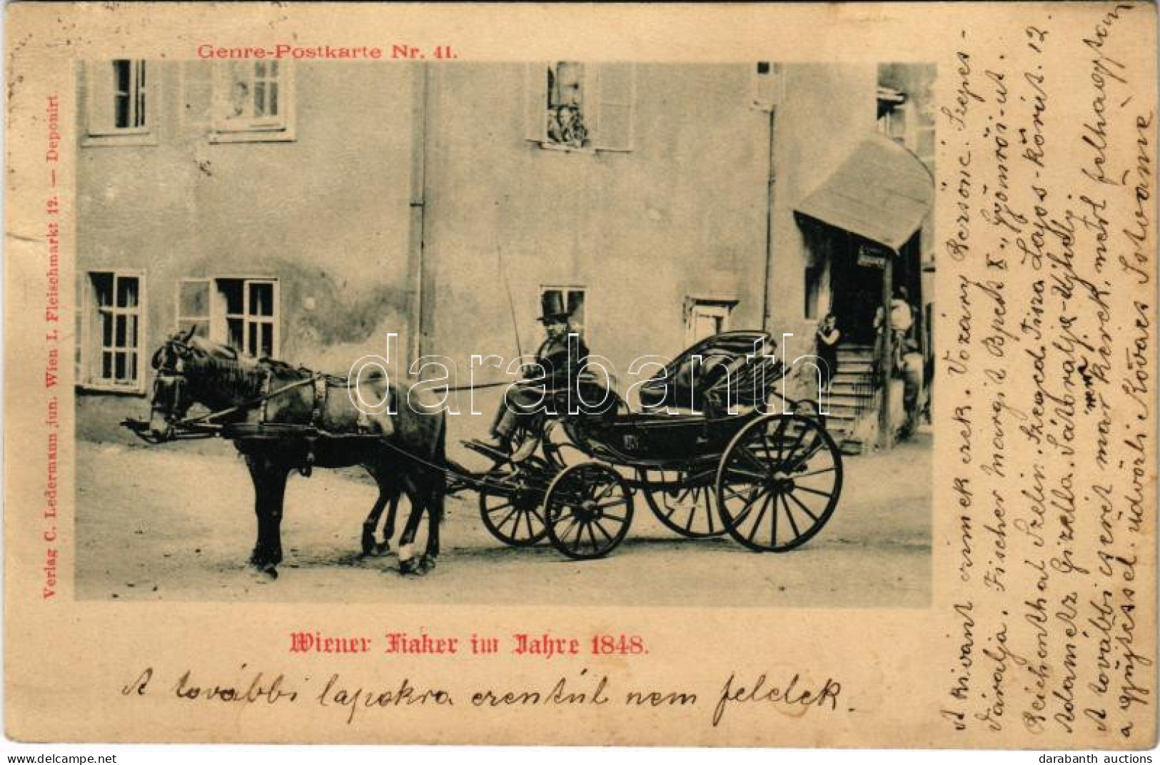 * T3 1899 (Vorläufer) Wien, Vienna, Bécs; Wiener Fiaker Im Jahre 1848. Genre Postkarte Nr. 41. (Rb) - Unclassified