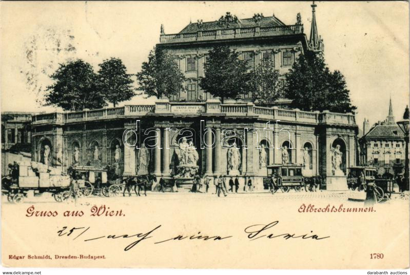 T2/T3 1899 (Vorläufer) Wien, Vienna, Bécs; Albrechtsbrunnen / Fountain, Horse-drawn Carriages, Omnibus (EK) - Unclassified