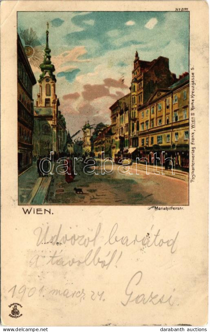 T2/T3 1901 Wien, Vienna, Bécs; Mariahilferstrasse / Street View, Tram, Shops. Litho (EK) - Unclassified