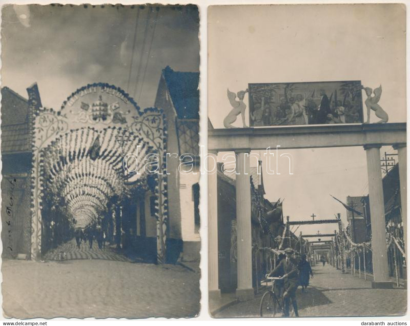 ** Lauwe, Gij Zijt Petrus. Alph. Van Eeckhout - 2 Original Photo Postcards Of A Religious Festival - Unclassified