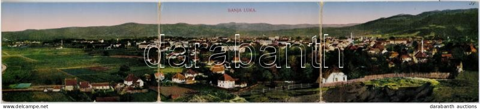 T3 Banja Luka, Banjaluka; Three-tiled Panoramacard + K.u.K. Gebirgs-Brigade-Sanit. Anst. No. 103. (bent Til Broken) - Non Classés