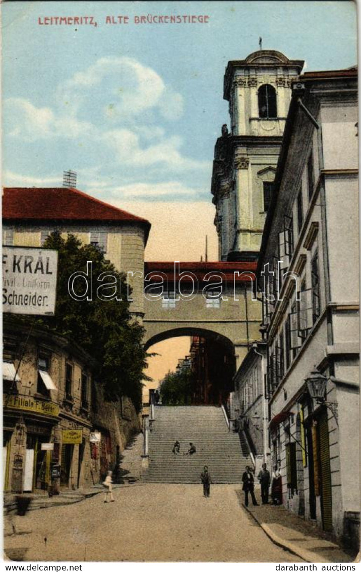 ** T2/T3 Litomerice, Leitmeritz; Alte Brückenstiege / Street View, Bridge Stairs, Shops (EK) - Non Classés