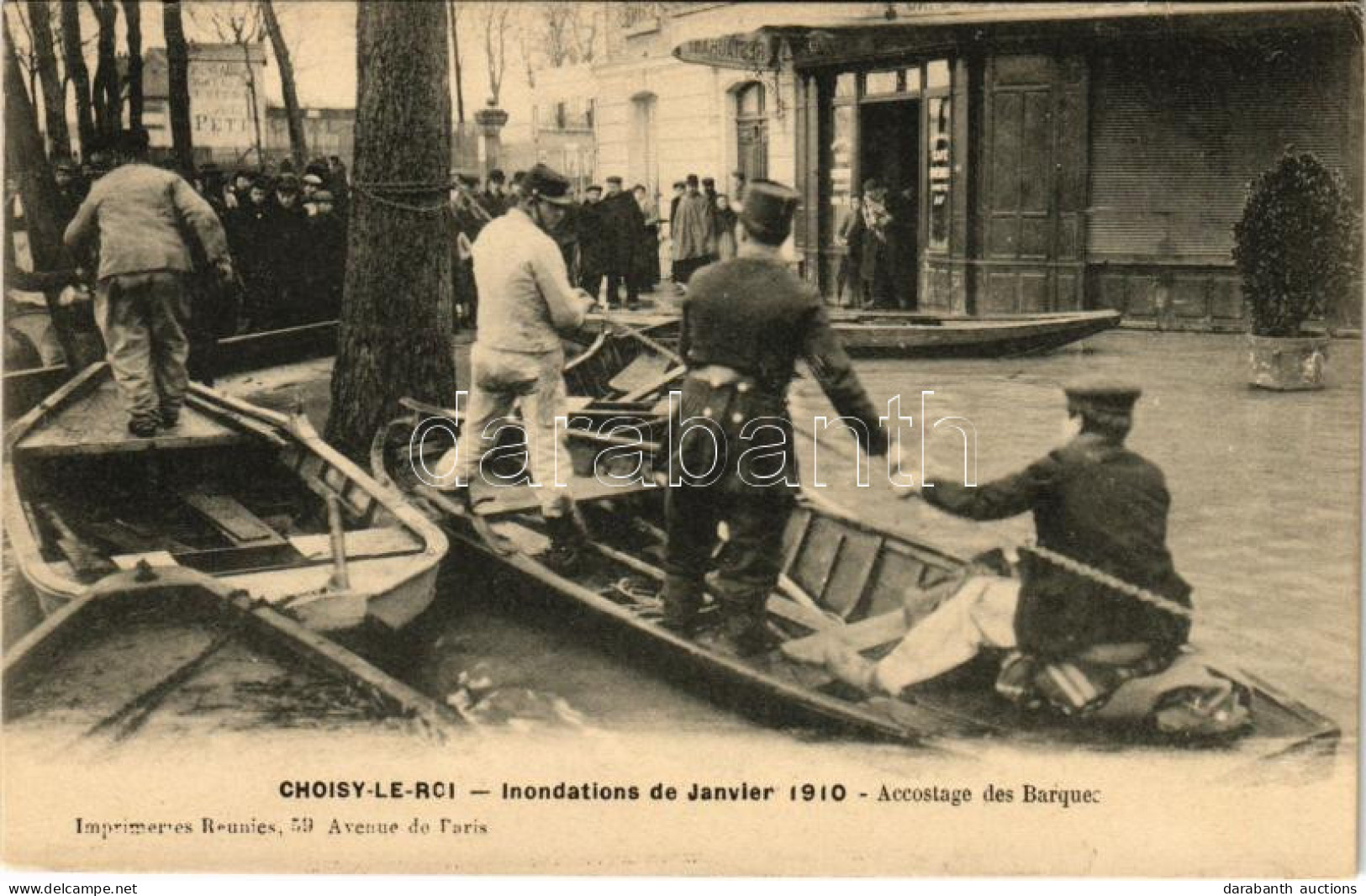 * T2/T3 Choisy-le-Roi, Inondations De Janvier 1910. Accostage Des Barques / Flood, Docking Of Boats (EK) - Unclassified