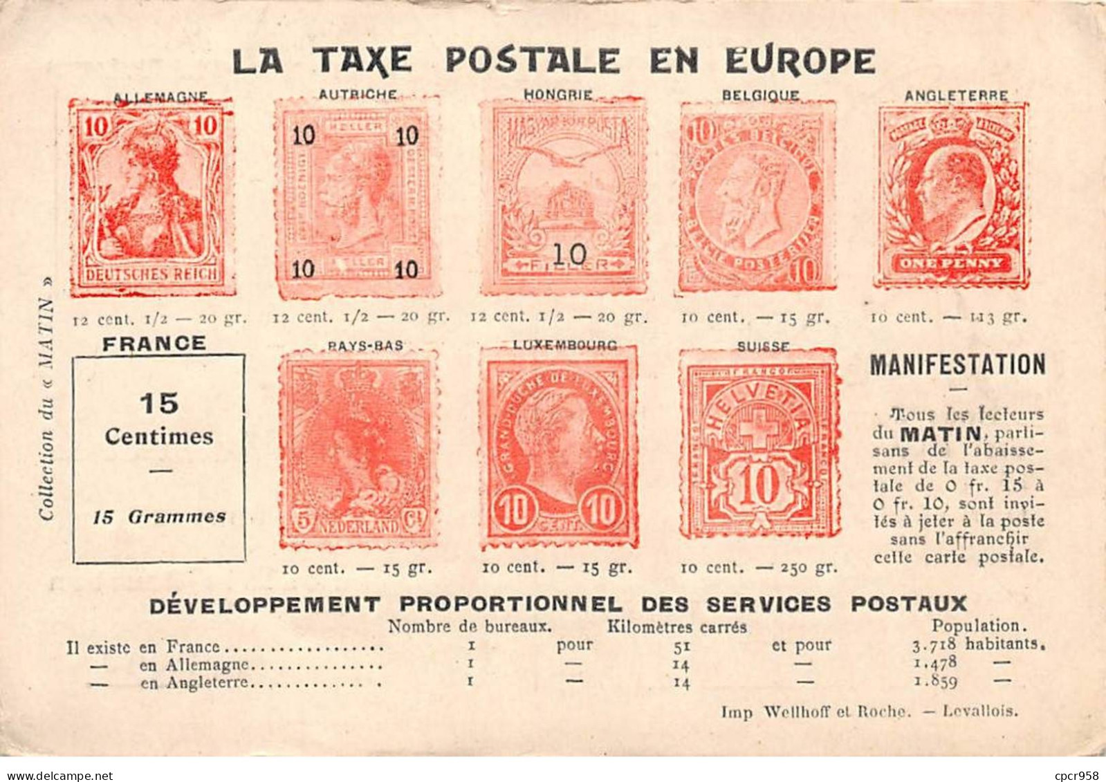 Représentation Timbres - N°86865 - La Taxe Postale En Europe - Timbres (représentations)