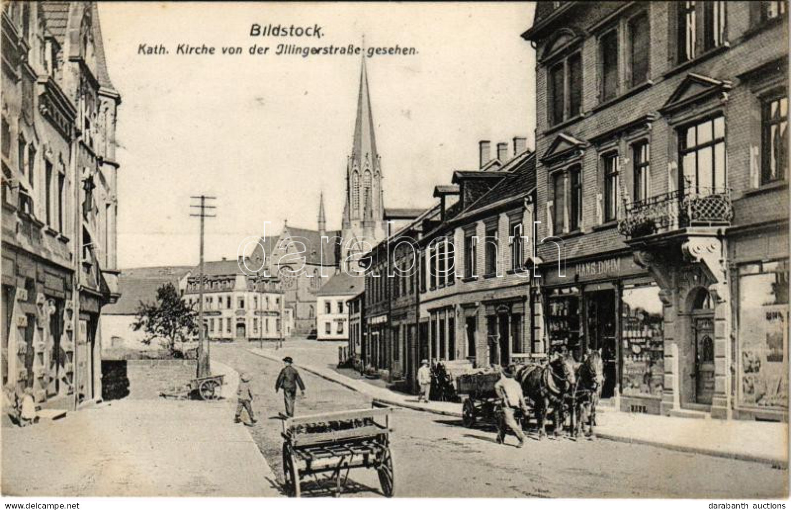 T2/T3 1909 Friedrichsthal (Saar), Bildstock, Kath. Kirche Von Der Illingerstrasse Gesehen,. Verlag Warenhaus Hans Dohm / - Zonder Classificatie