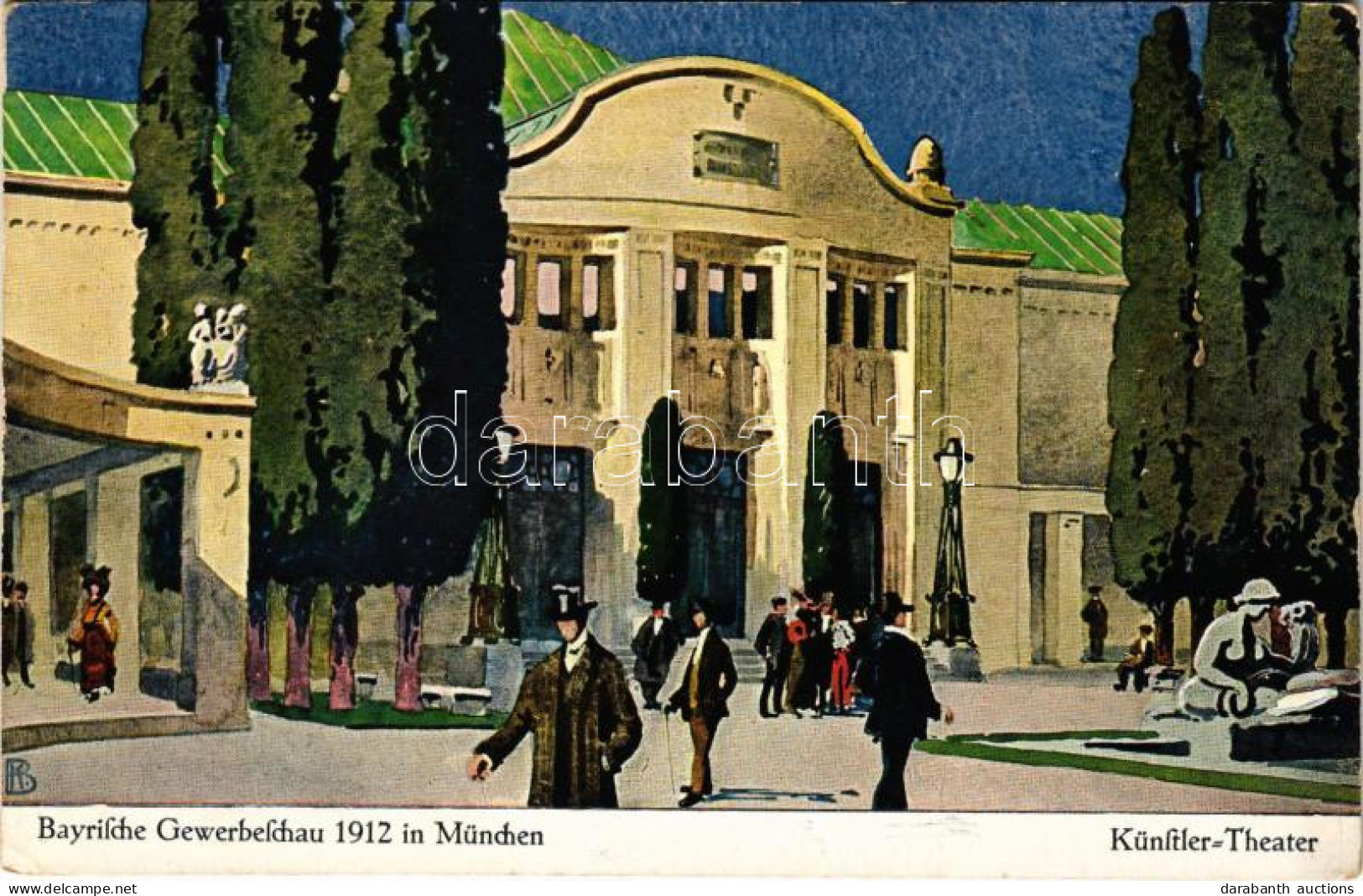 T2/T3 1912 München, Munich; Bayrische Gewerbeschau 1912. Künstler-Theater / Trade Fair, Art Theatre + So. Stpl. (wet Cor - Non Classés