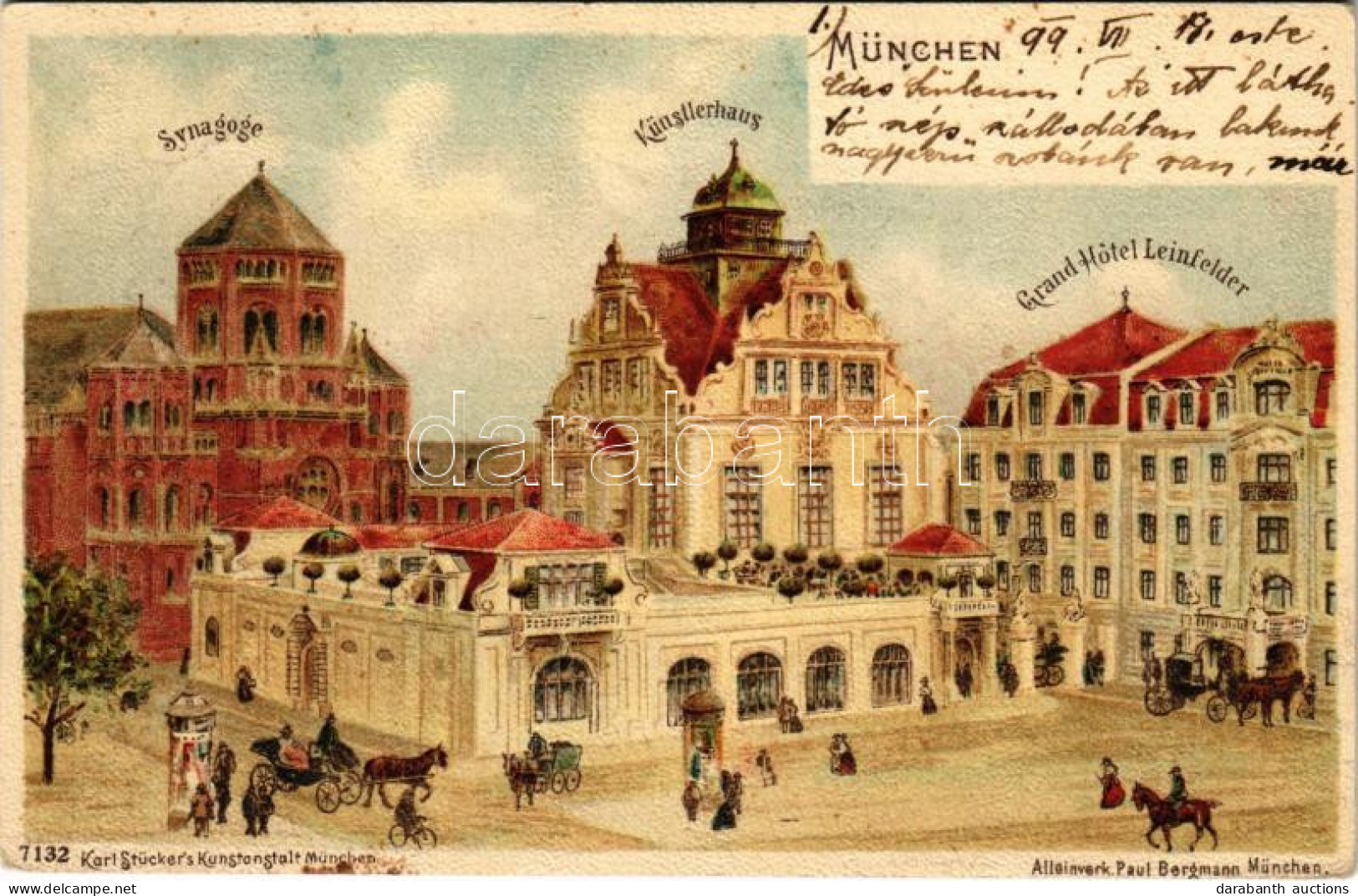 T2/T3 1899 (Vorläufer) München, Munich; Synagoge, Künstlerhaus, Grand Hotel Leinfelder / Synagogue, Artist's House, Hote - Non Classés