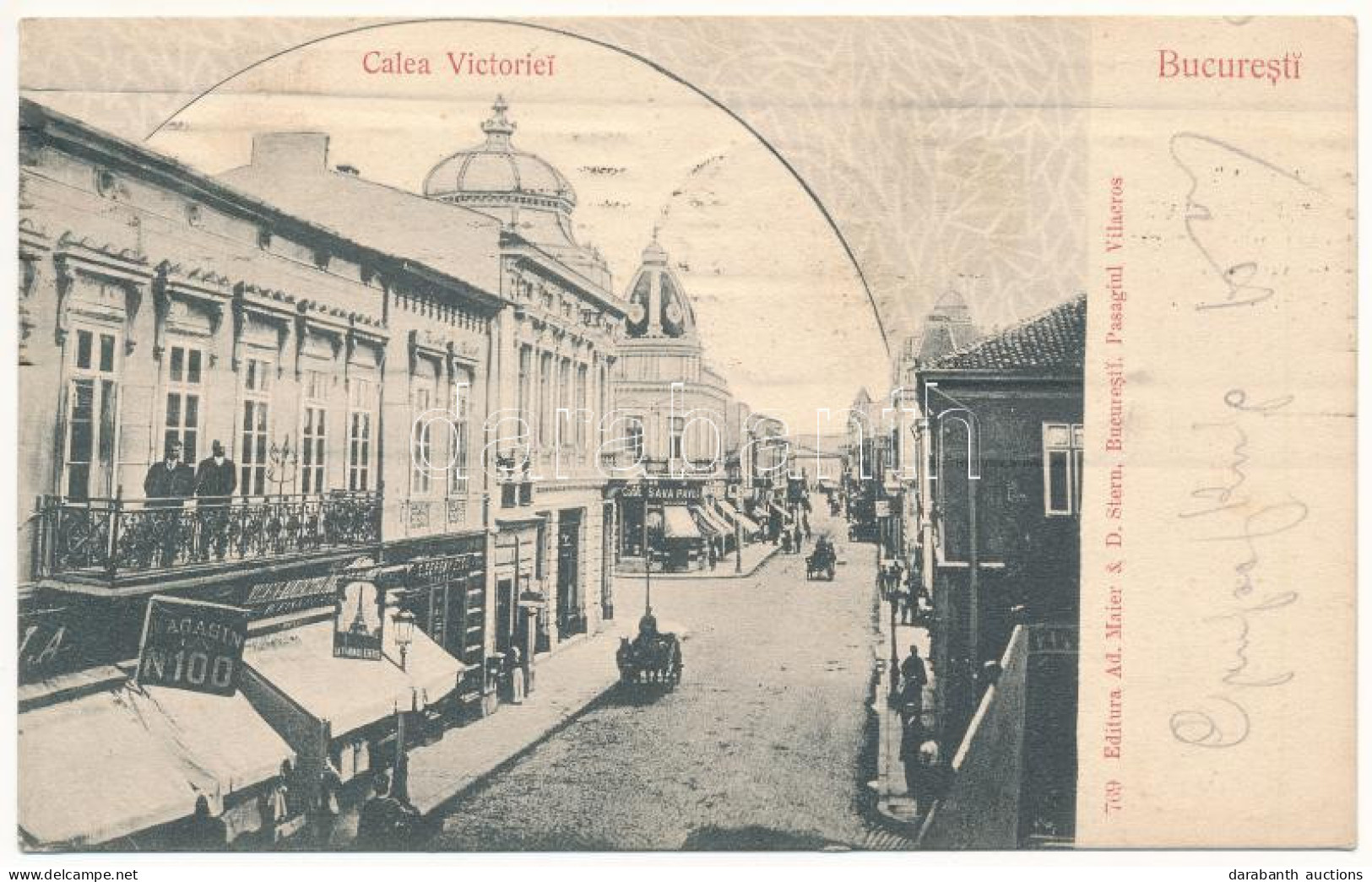 T2/T3 1906 Bucharest, Bukarest, Bucuresti, Bucuresci; Calea Victoriei, Magasin No. 100, Sava Pavel / Street, Shops (smal - Ohne Zuordnung