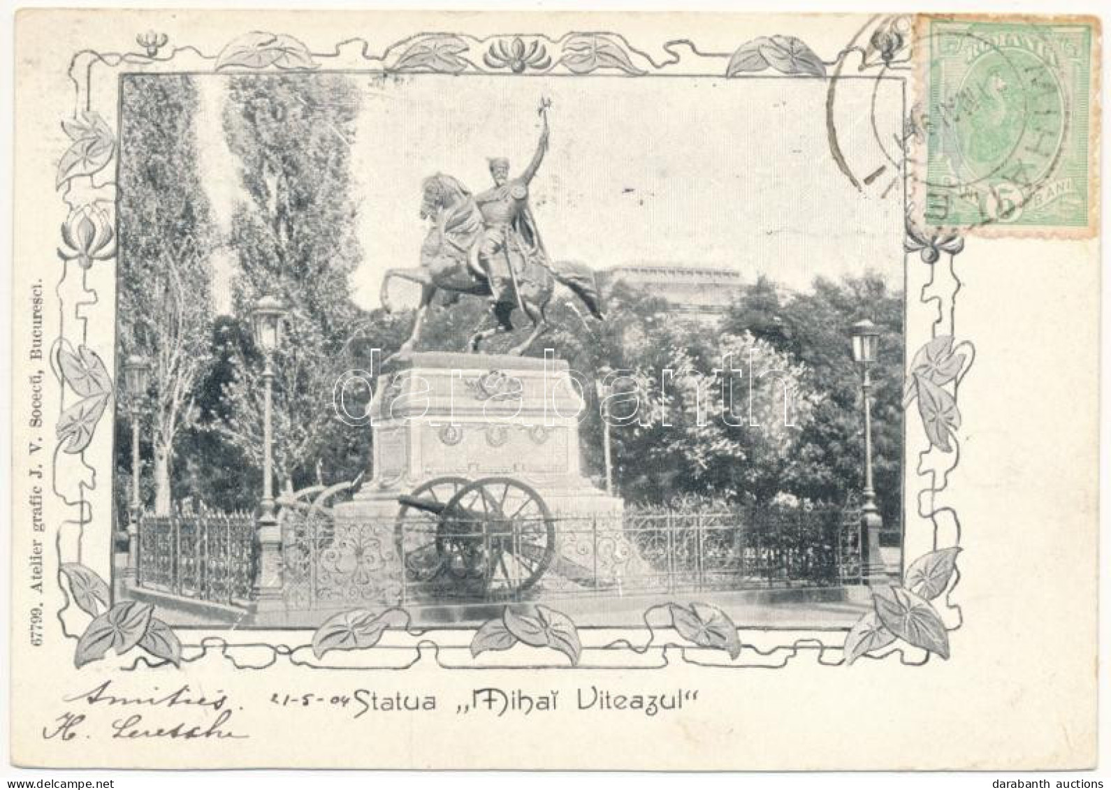 T4 1904 Bucharest, Bukarest, Bucuresti, Bucuresci; Statua Mihai Viteazul / Statue, Monument. Atelier Grafic J. V. Socecu - Zonder Classificatie
