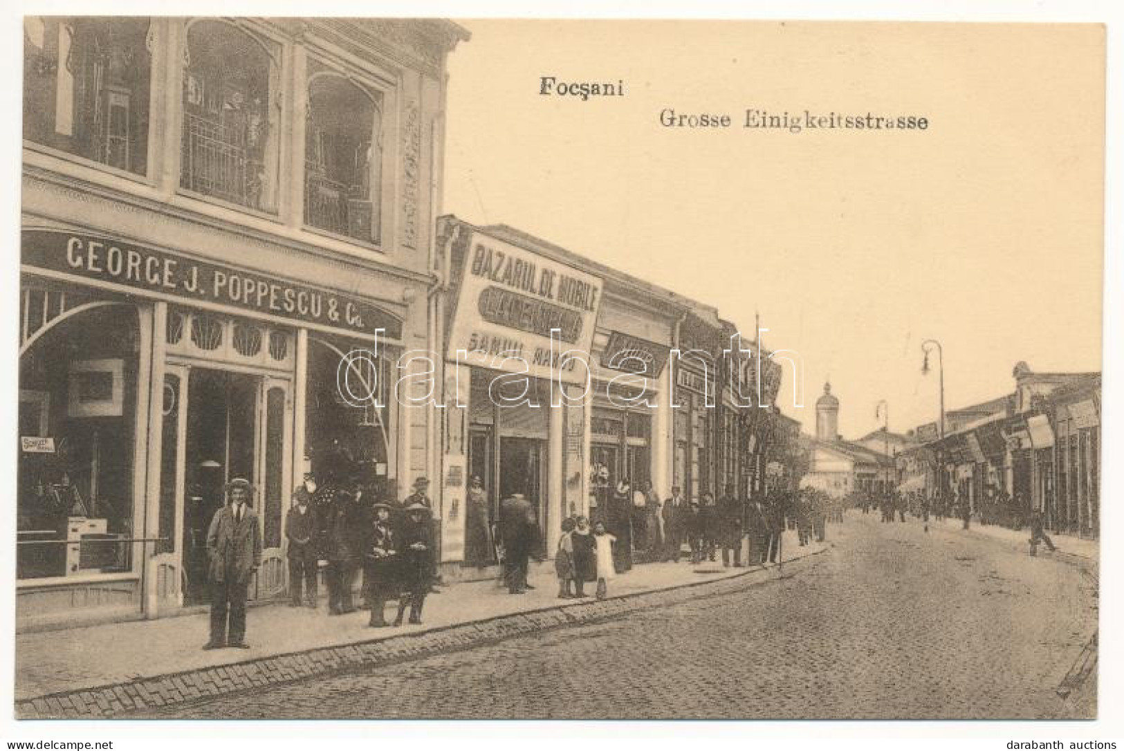 ** T1 Focsani, Foksány (Moldavia); Grosse Einigkeitstrasse / Bazarul De Mobile La Centrala Samuil Marcu, George J. Poppe - Non Classés