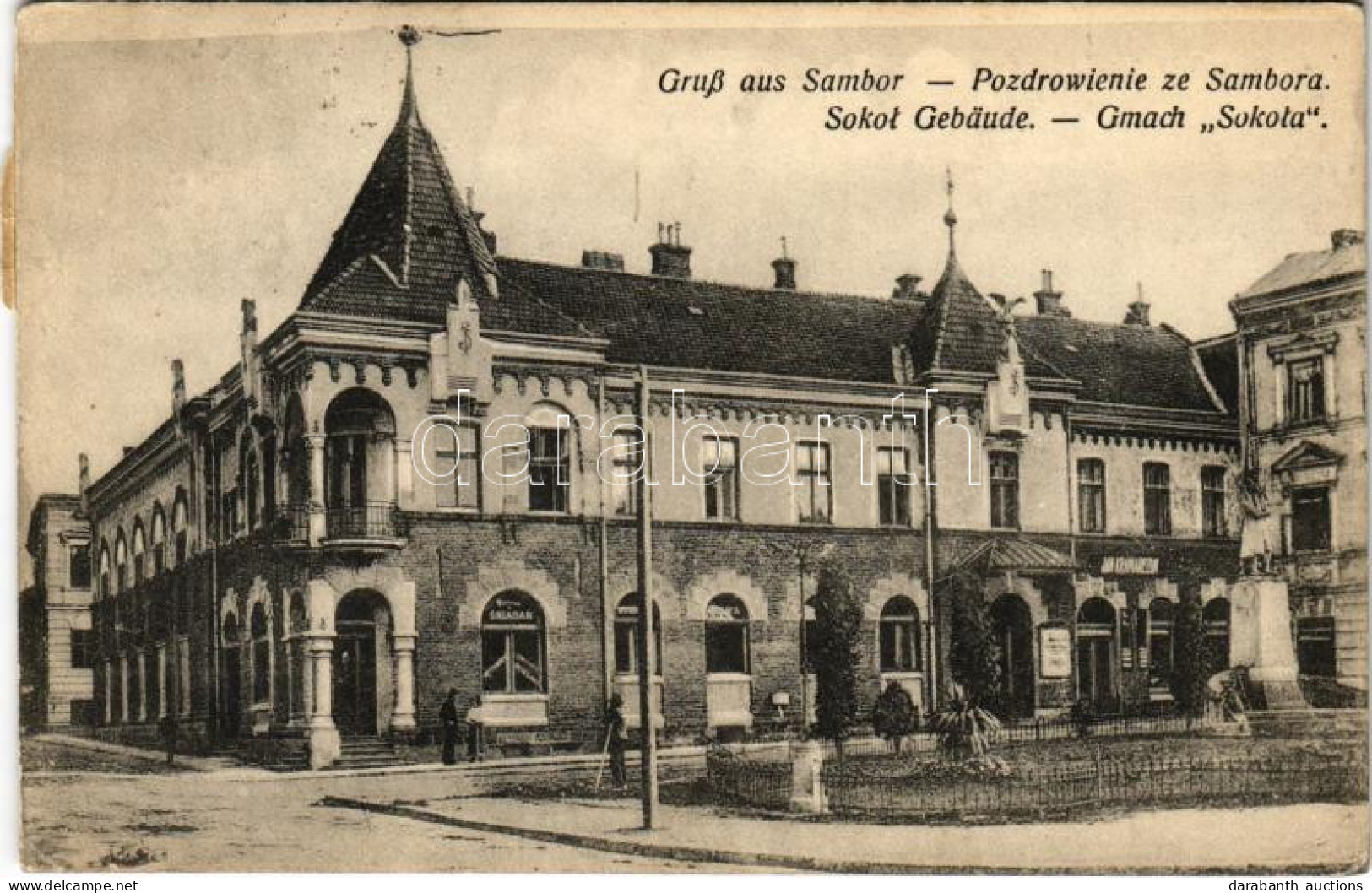 * T2/T3 1916 Sambir, Szambir, Sambor; Sokol Gebäude / Gmach Sokola / Sokol Building (EK) - Ohne Zuordnung