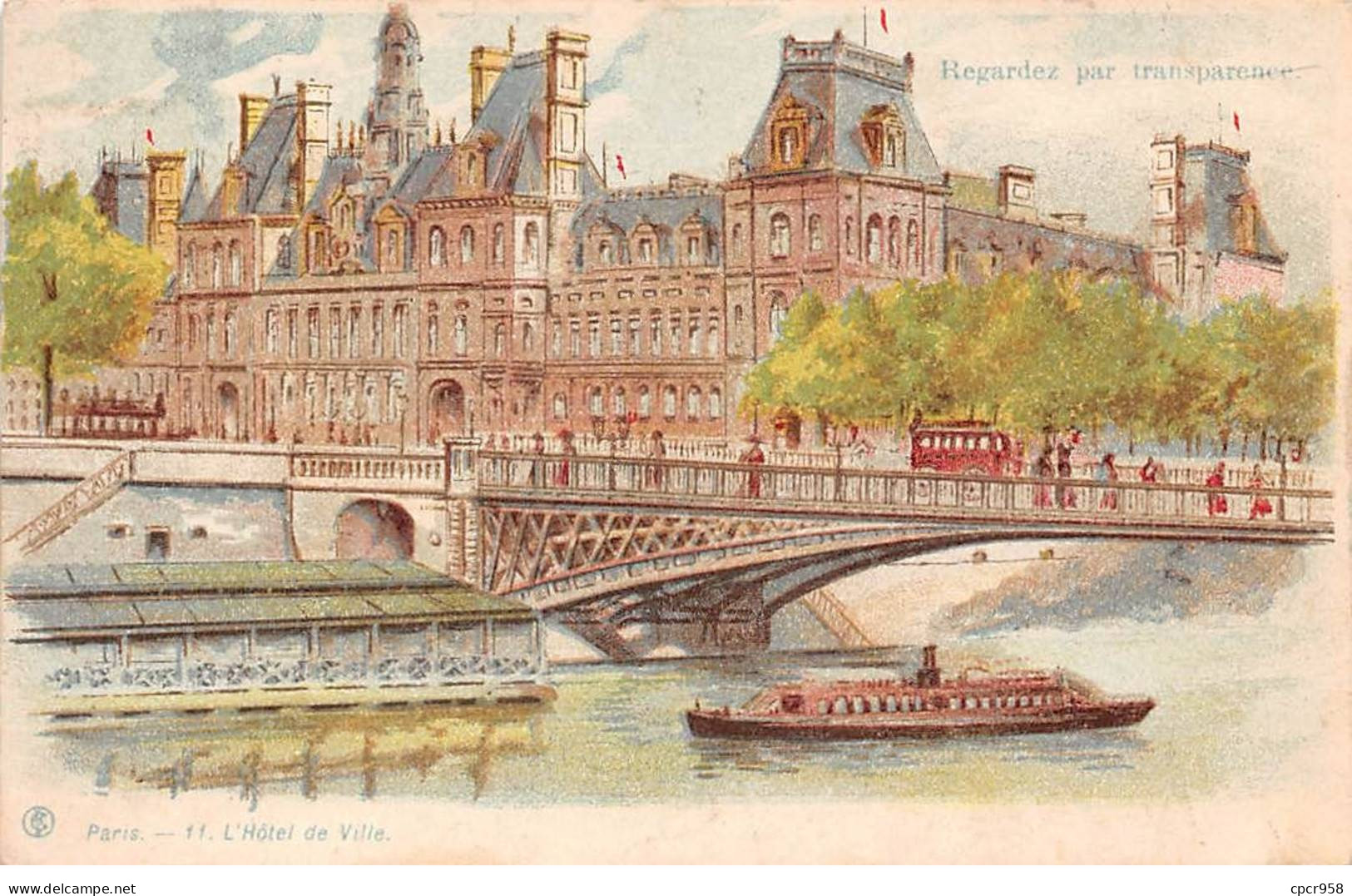 Fantaisie - N°86848 - Carte A Systèmes - PARIS - 11. L'Hôtel De Ville - Carte Transparente - Met Mechanische Systemen