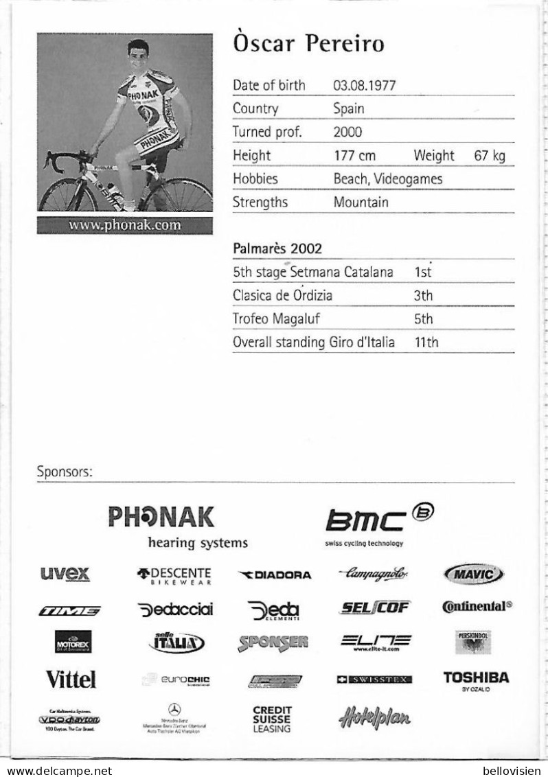 EQUIPE PHONAK - Oscar Pereiro - Cycling