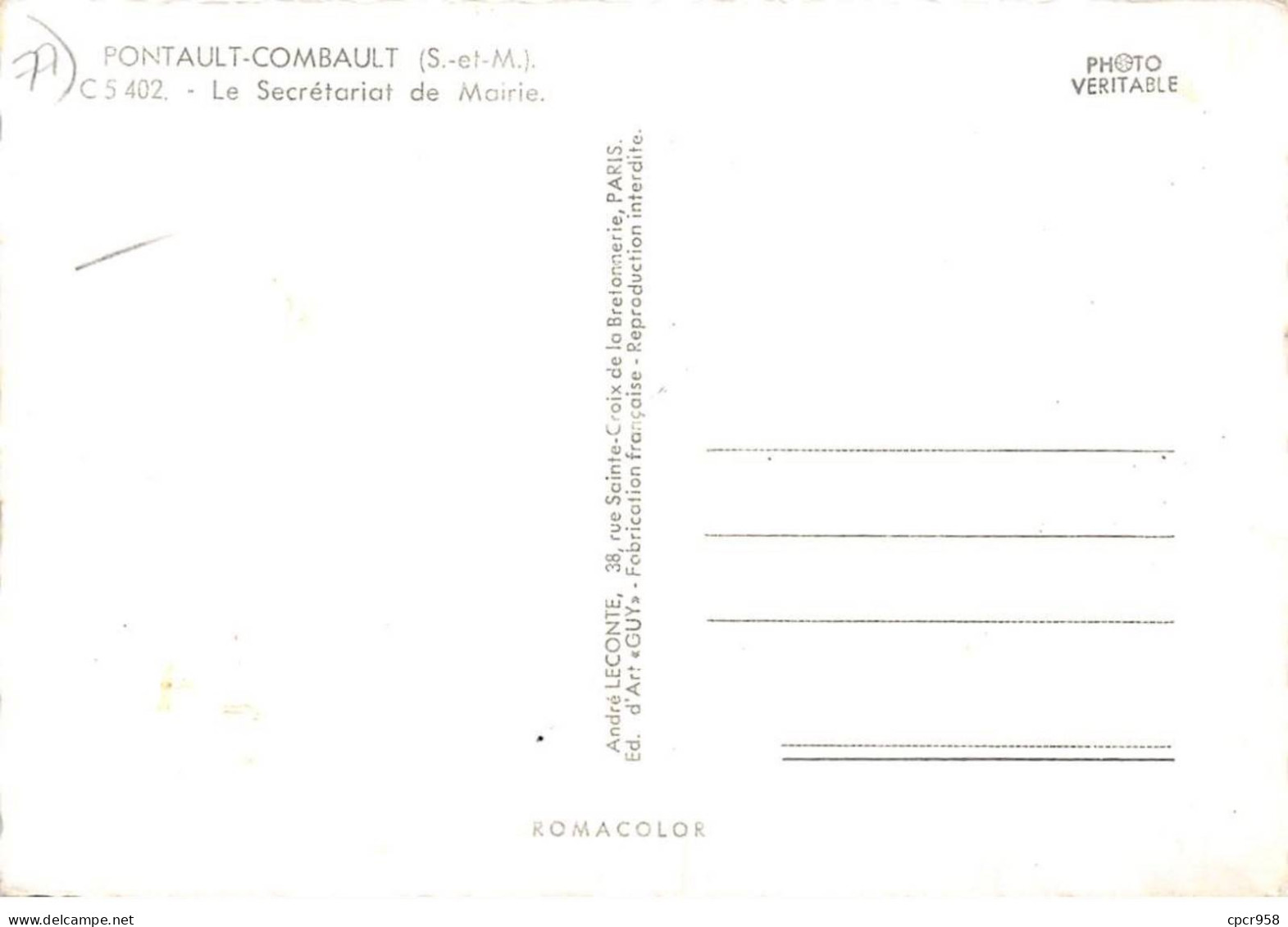 77 - SAN62131 - PONTAULT COMBAULT - Le Secrétariat De Mairie - Leconte  - CPSM 10x15 Cm - Pontault Combault