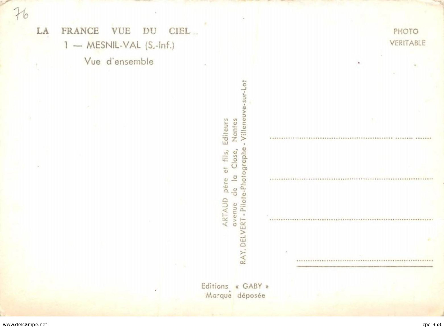 76 - SAN62107 - MESNIL VAL - Vue D'ensemble - Artaud - CPSM 10x15 Cm - Mesnil-Val