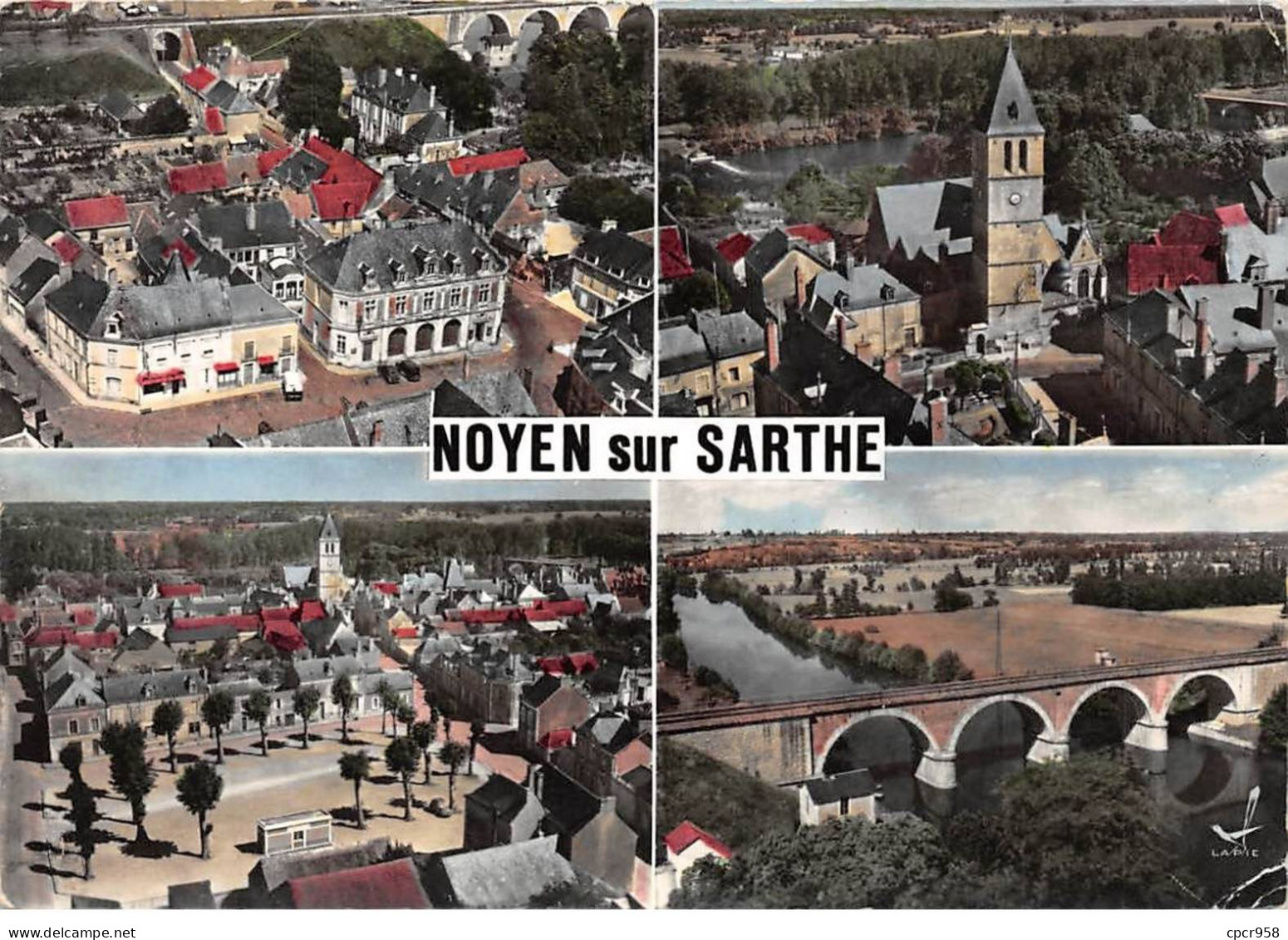 72 - SAN62067 - NOYEN SUR SARTHE - Place De L'Hôtel De Ville - L'Eglise - Place Jean Armand - Le Viaduc - CPSM 10x15 Cm - Sonstige & Ohne Zuordnung