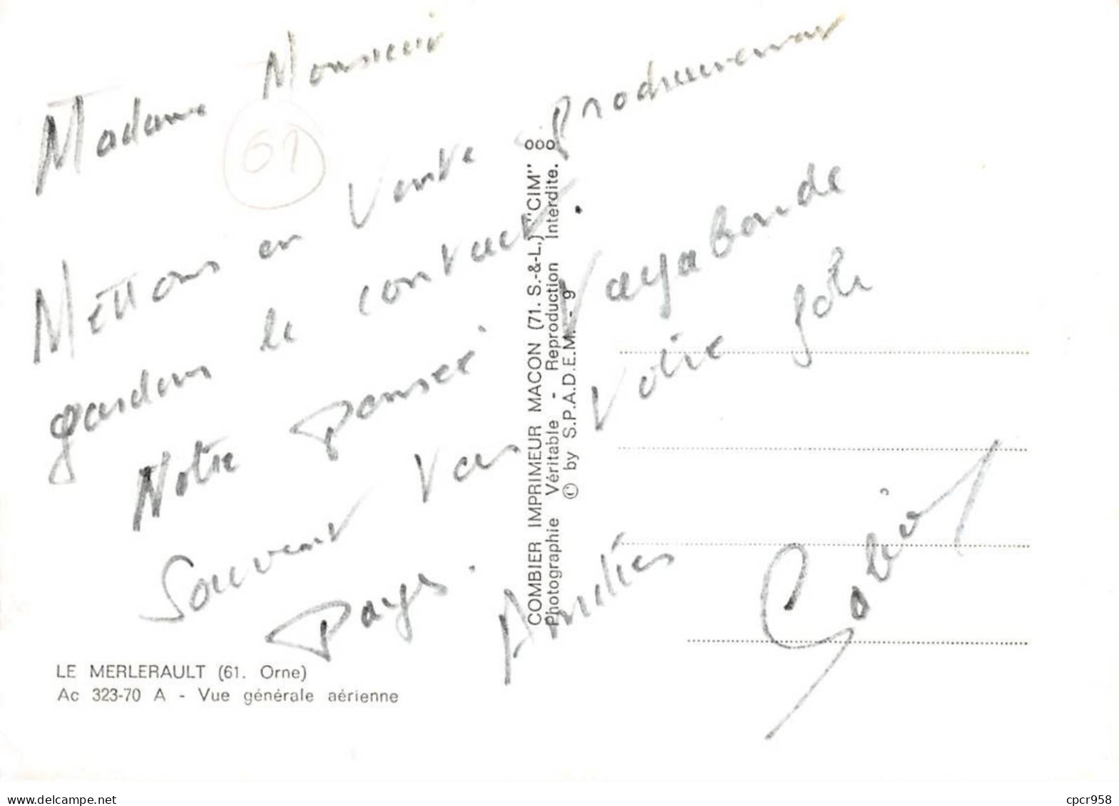 61 - SAN61884 - LE MERLERAULT - Vue Générale Aérienne - Combier - CPSM 10x15 Cm - Le Merlerault