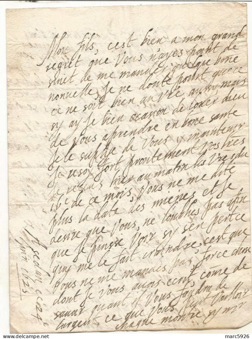 N°1971 ANCIENNE LETTRE DE ELISABETH DE NASSAU A SEDAN AU DUC DE BOUILLON AVEC CACHET DE CIRE ET RUBAN DATE 1625 - Historical Documents