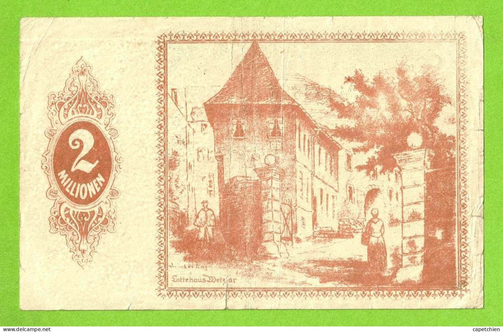 ALLEMAGNE / NOTGELD Der STADT WETZLAR / ZWEI MILLIONEN  MARK /  N° 184635 / 10 AOÛT 1923 - [11] Lokale Uitgaven