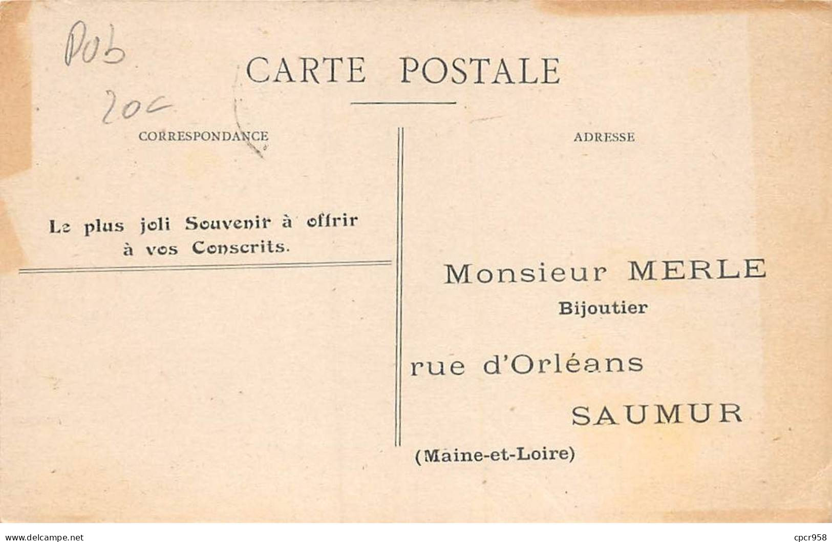 Publicité - N°86554 - Monsieur Merle, Bijoutier, Saumur - Bon De Commande - Werbepostkarten