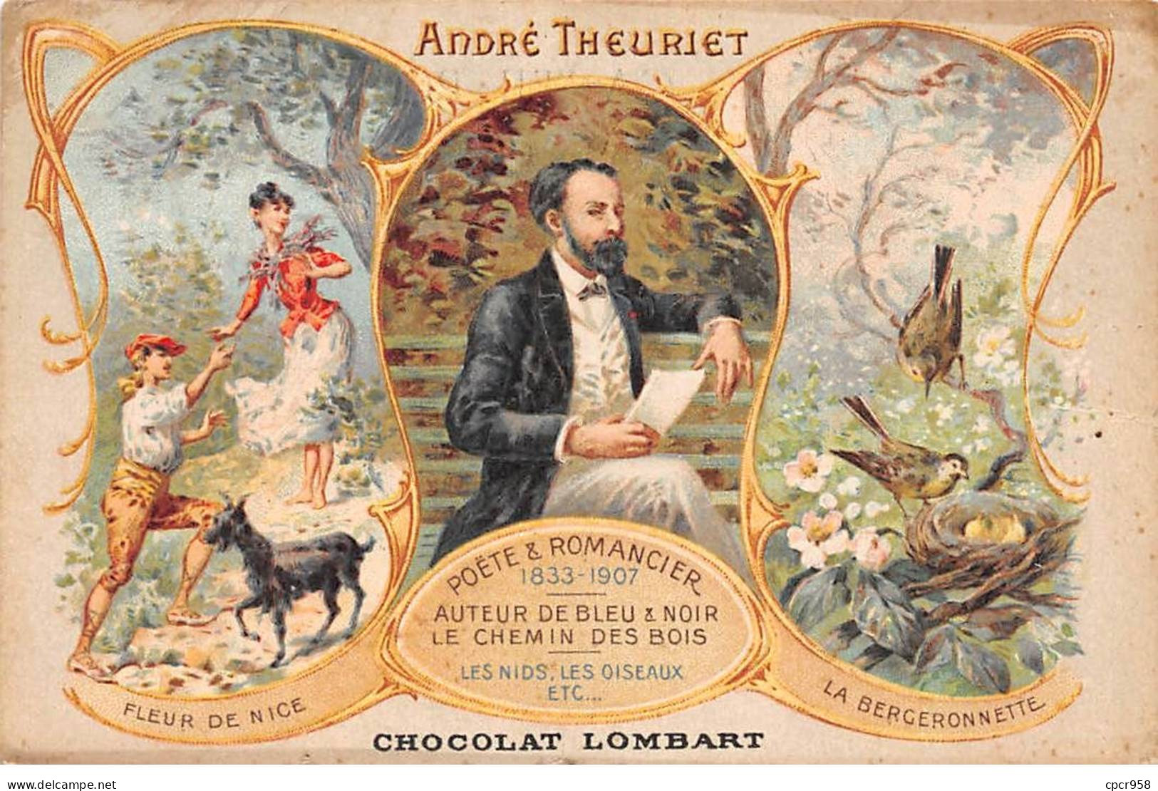 Publicité - N°86548 - Chocolat Lombart - André Theuriet, Fleur De Nice, La Bergeronnette - Publicidad