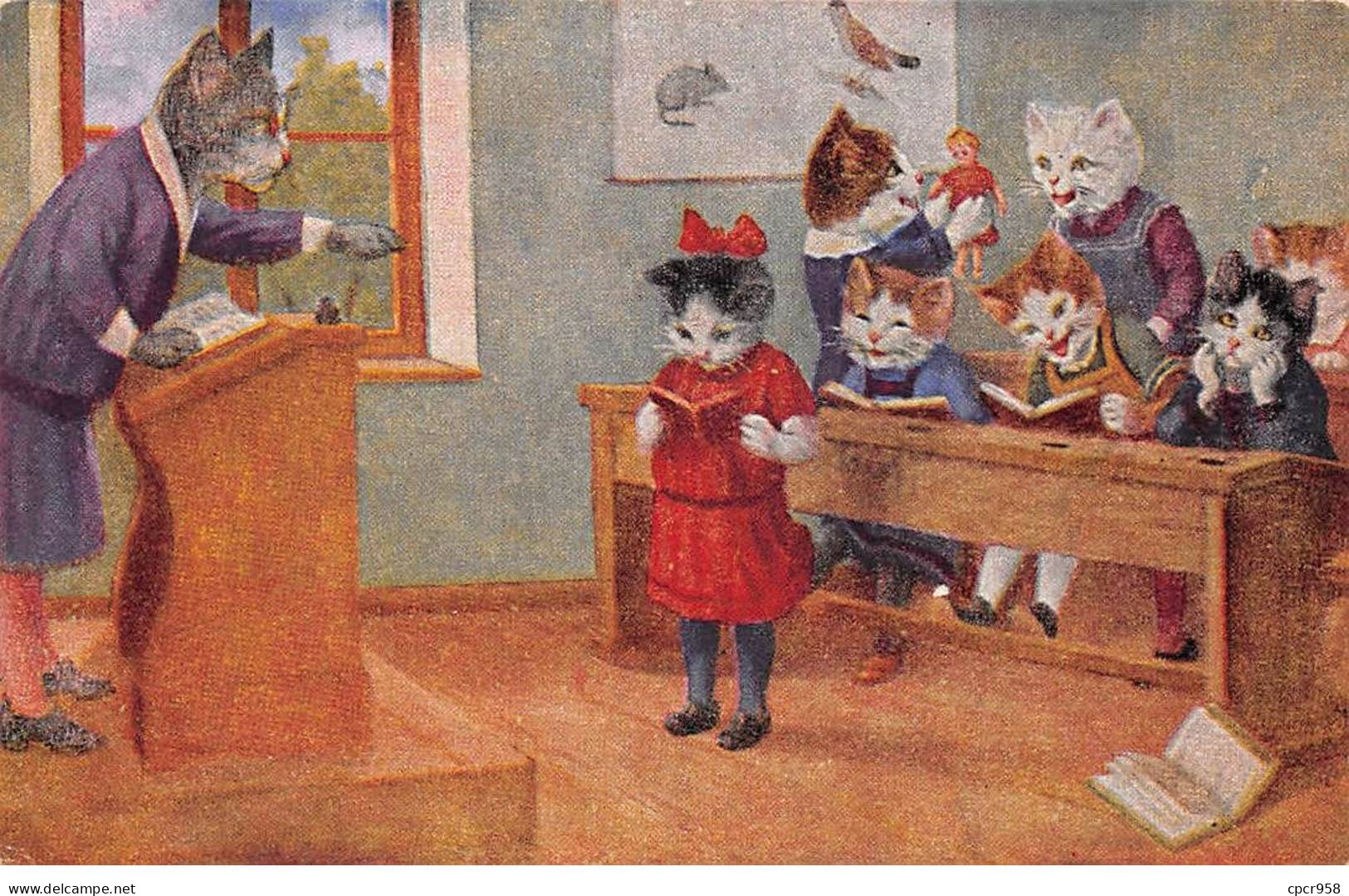 Illustrateur - N°86336 - Arthur Thiele - Salle De Classe, Une Leçon De Lecture - Chats Habillés - Thiele, Arthur