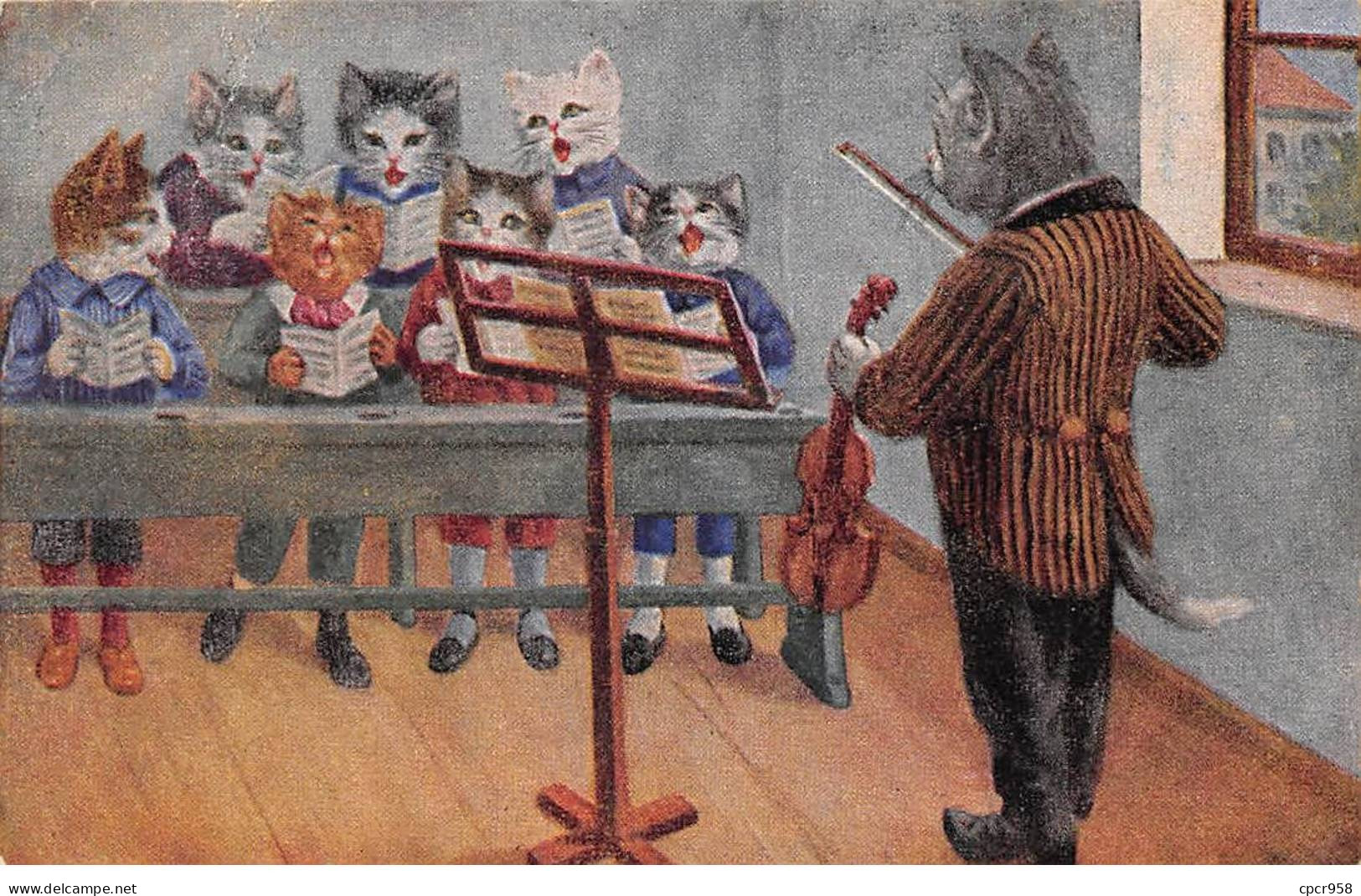 Illustrateur - N°86335 - Arthur Thiele - Salle De Classe, Une Leçon De Chant - Chats Habillés - Thiele, Arthur