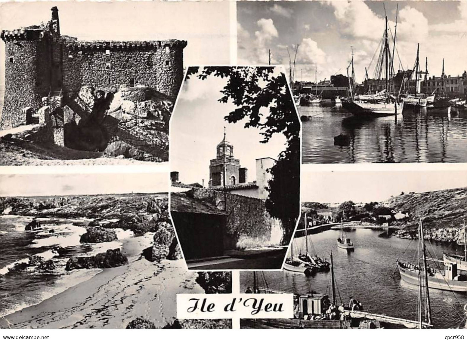 85 - SAN62192 - ILE D'YEU - Le Vieux Château - Port Joinville - Eglise - Plage - Port - Cie Des Arts - CPSM 10x15 Cm - Ile D'Yeu