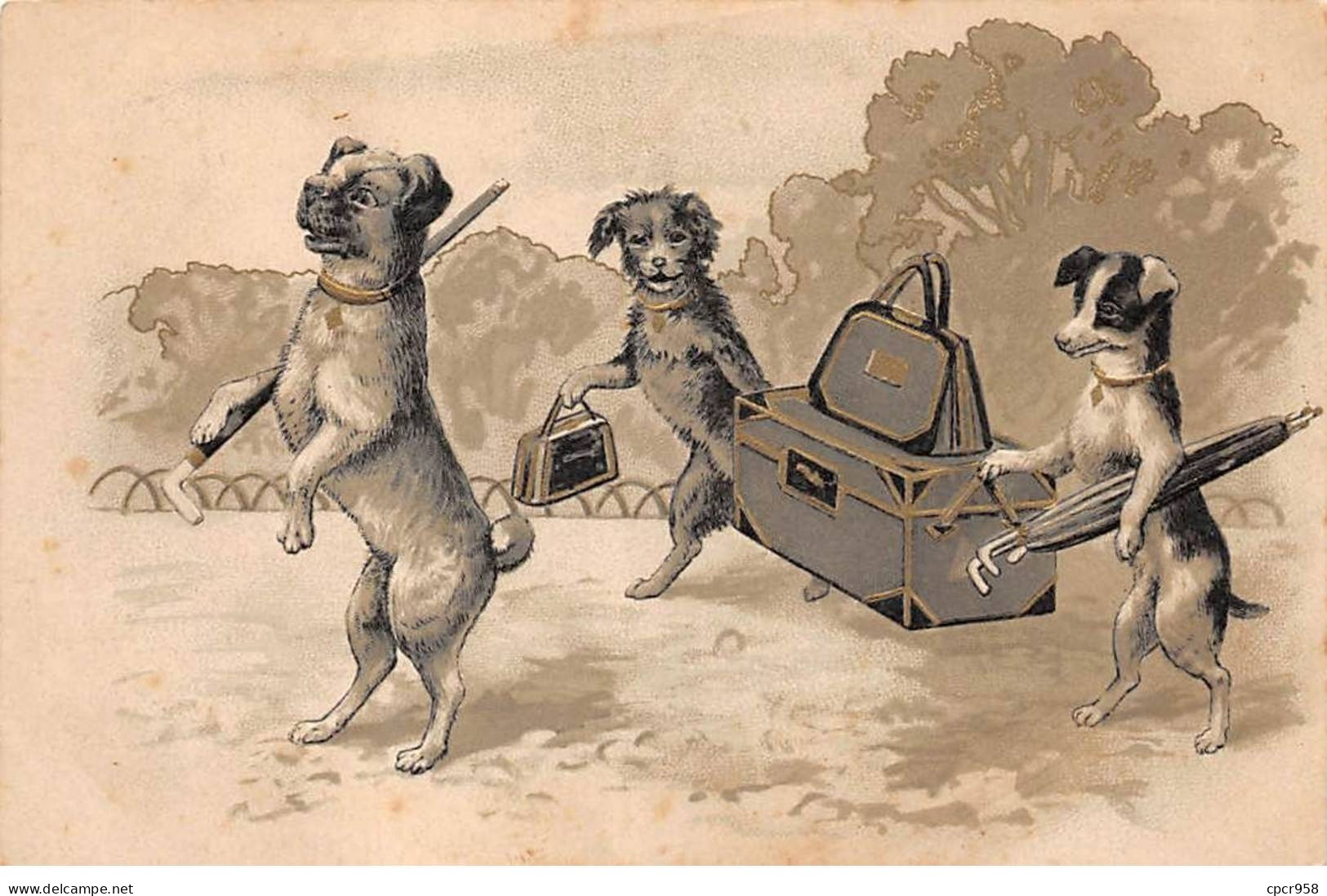 Animaux - N°86748 - Chiens Portant Des Valises - Carte Gaufrée - Dogs
