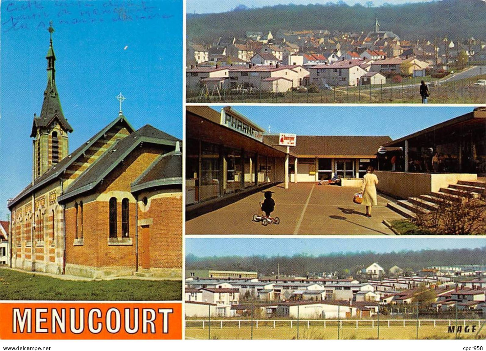 95 - SAN62517 - MENUCOURT - L'Eglise - Vue Générale Et Le Centre Commercial - Mage - CPSM 10x15 Cm - Menucourt