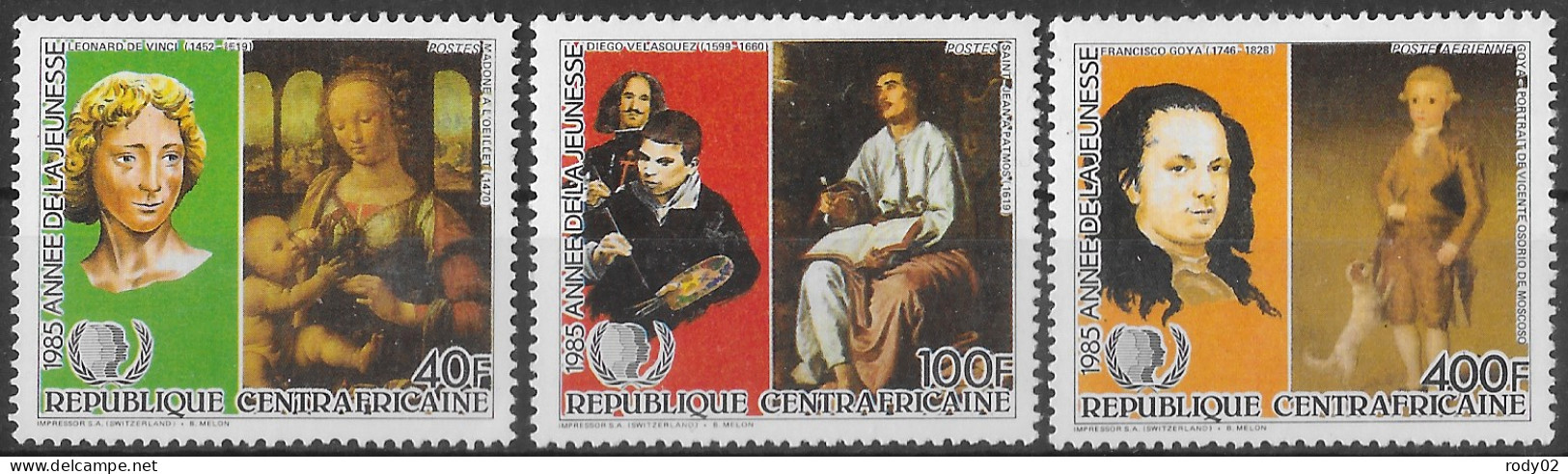 CENTRAFRIQUE - ART - PEINTRES CELEBRES - N° 710, 712 ET PA 334 - NEUF** MNH - Otros & Sin Clasificación