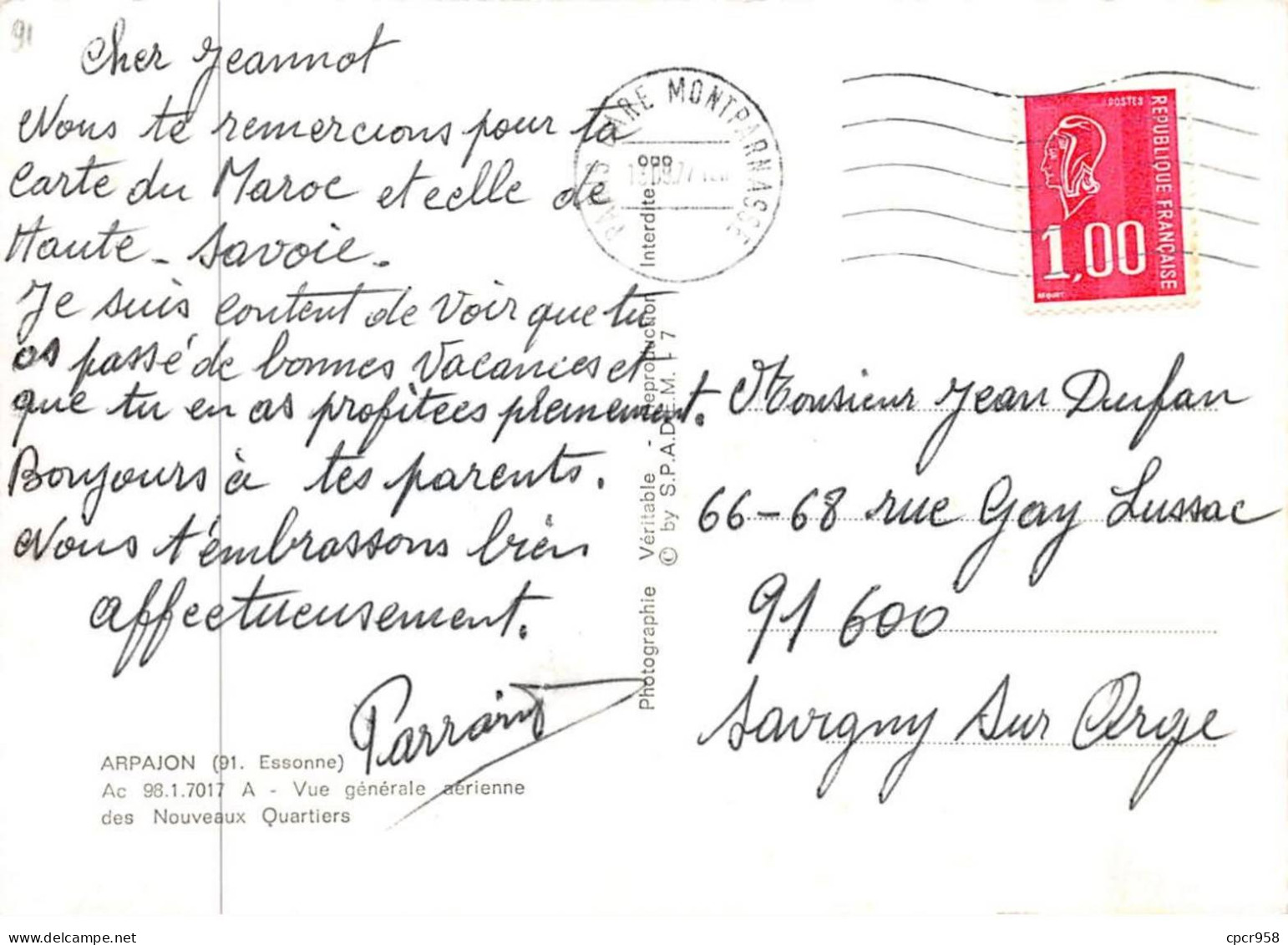 91 - SAN62377 - ARPAJON - Vue Générale Aérienne Des Nouveaux Quartiers - Spadem - CPSM 10x15 Cm - Arpajon