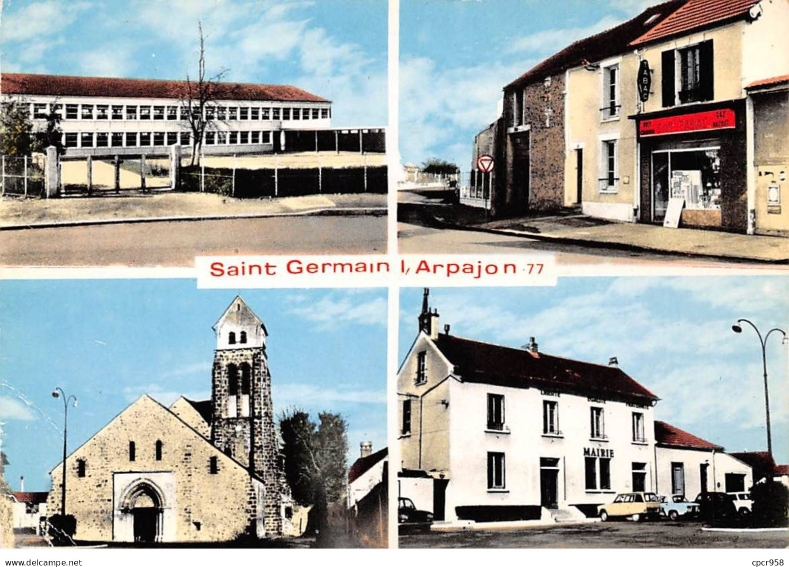 91 - SAN62384 - ST GERMAIN LES ARPAJON - Les Ecoles - La Mairie - L'Eglise - Café Tabac - Photofrance - CPSM 10x15 Cm - Autres & Non Classés