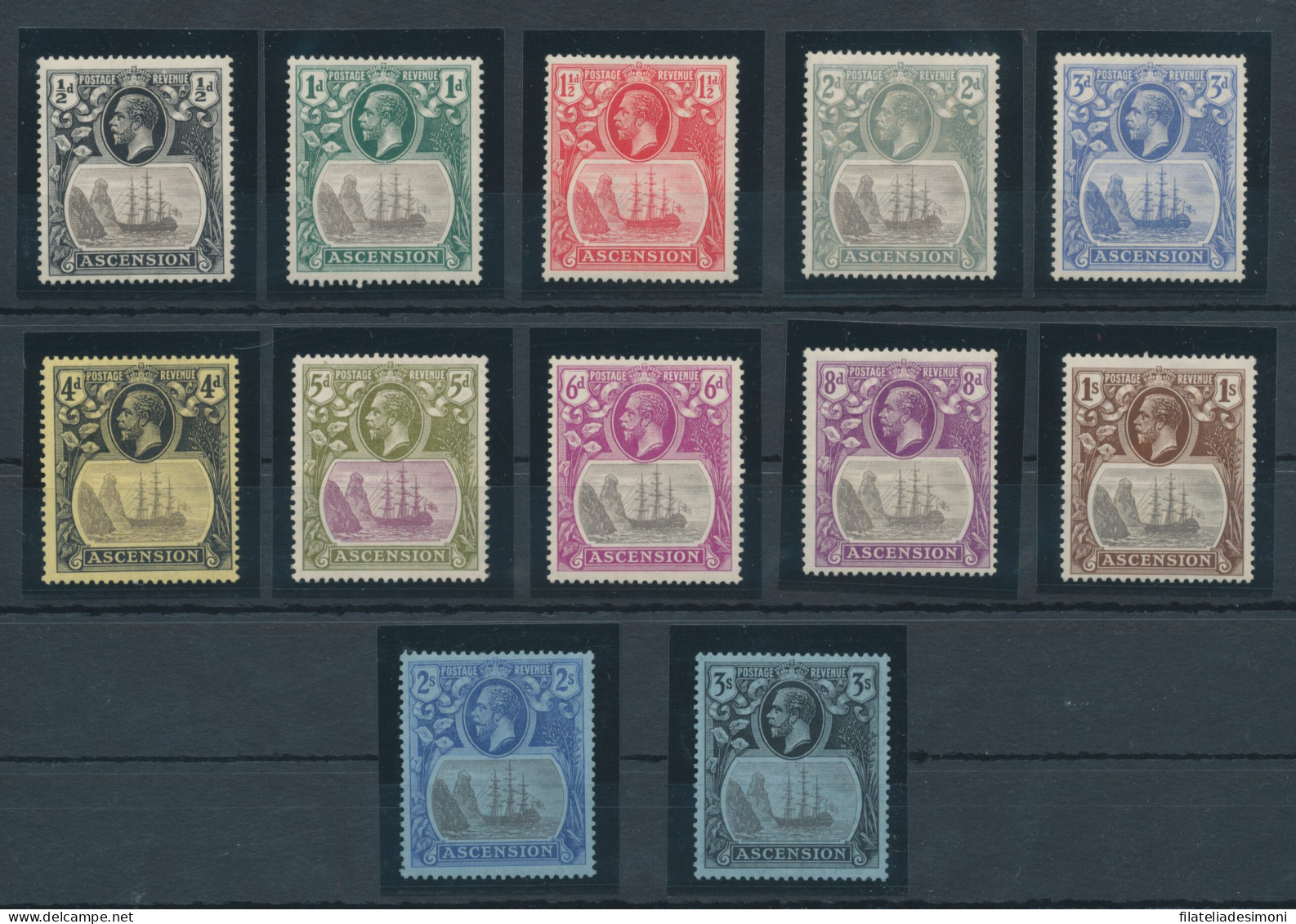 1924-33 Ascension, Stanley Gibbons N. 10/20 - Serie Di 12 Valori - MLH* - Andere & Zonder Classificatie