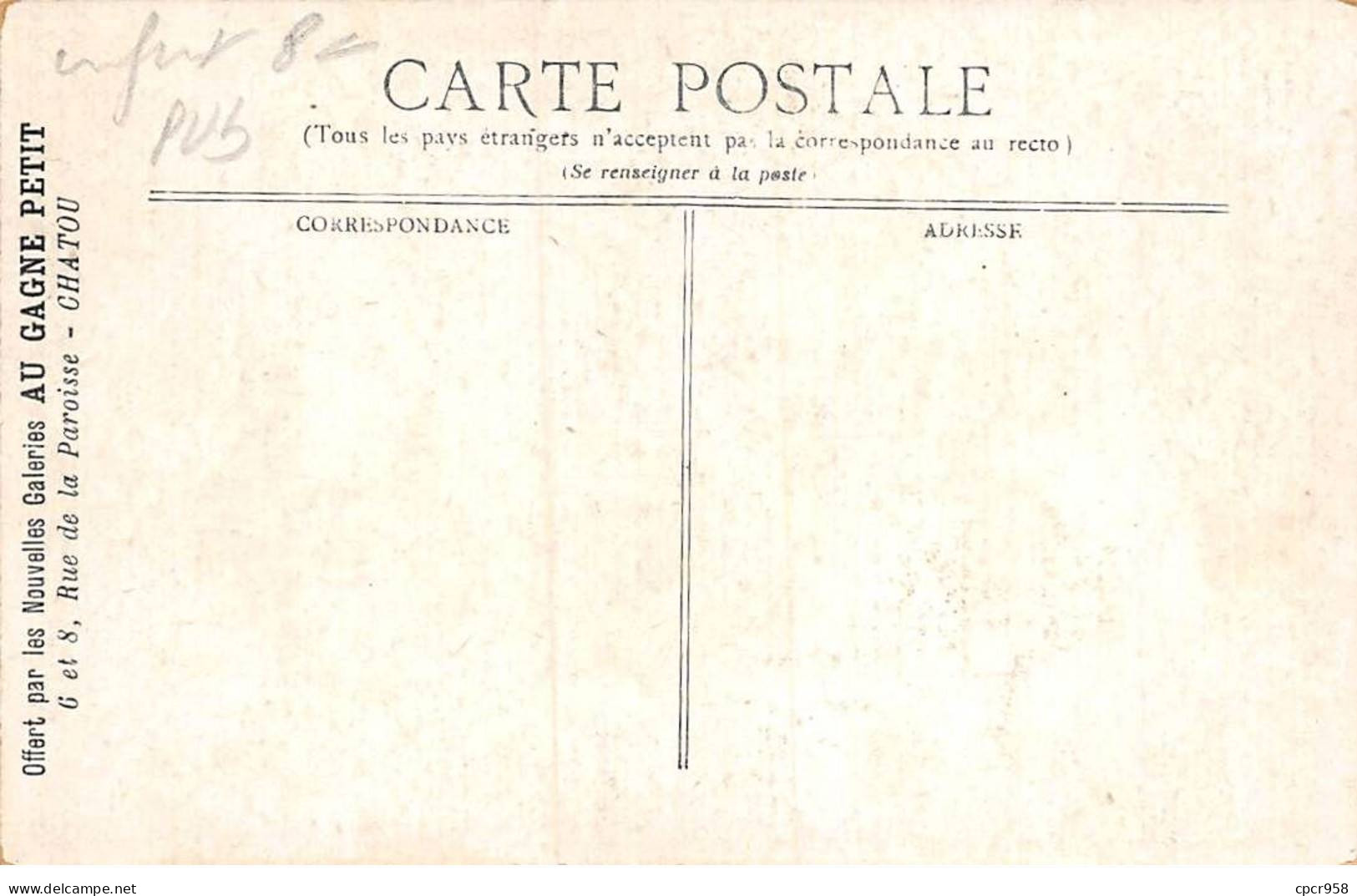 Enfants - N°87406 - Nos Gentils Poupons - Choux -Offert Par Les Nouvelles Galeries "Au Gagne Petit" - Carte Publicitaire - Cartes Humoristiques