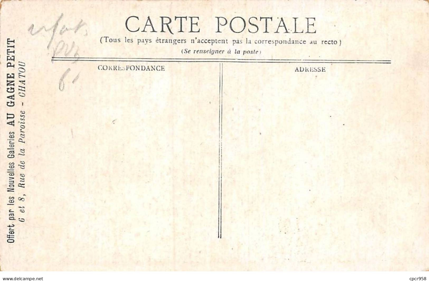 Enfants - N°87405 - Nos Gentils Poupons - Offert Par Les Nouvelles Galeries "Au Gagne Petit" - Carte Publicitaire - Cartoline Umoristiche